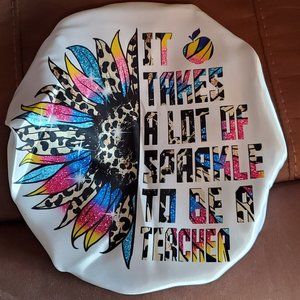 Women's Custom Satin Western Teacher Design Handmade Double Layered Hair Bonnet